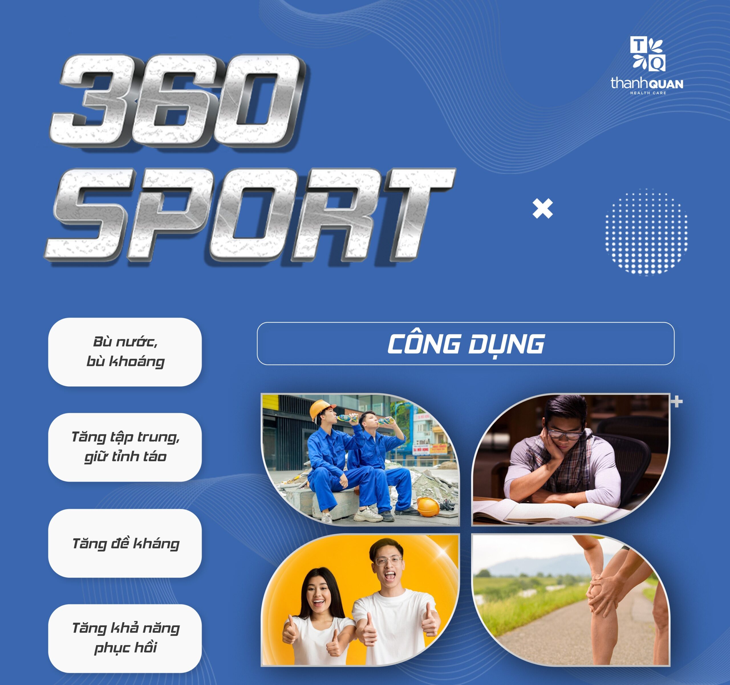 HỘP 10 GÓI 360 SPORT – Thức Uống Bổ Sung Năng Lượng Bù Khoáng Bù Điện Giải 