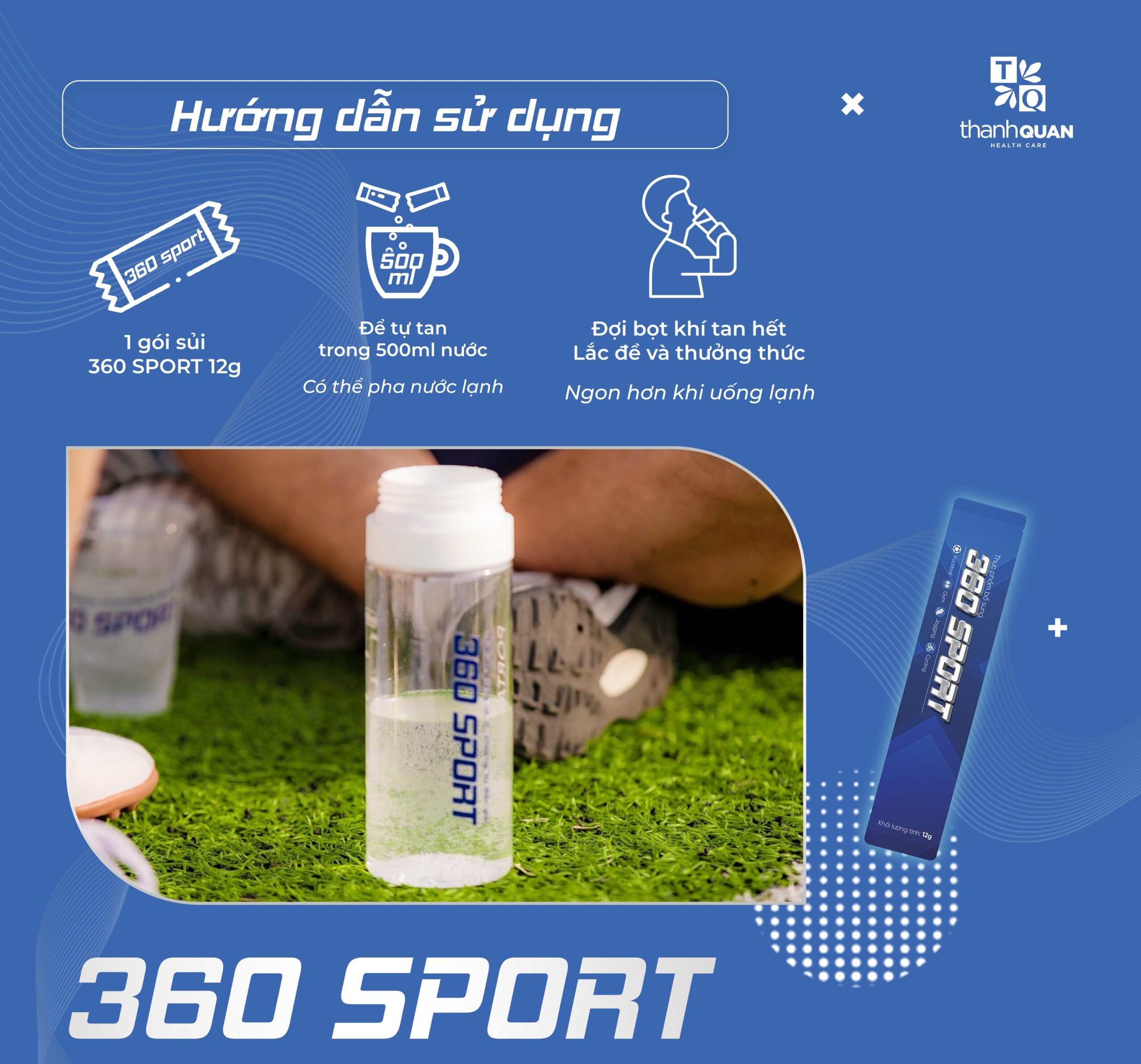 HỘP 10 GÓI 360 SPORT – Thức Uống Bổ Sung Năng Lượng Bù Khoáng Bù Điện Giải 