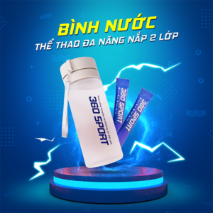 360 SPORT - Bình Nước Thể Thao Đa Năng Nắp 2 Lớp